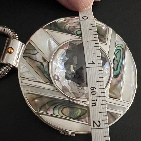 HENRI BENDEL NWOT SILVER TONE DECORATIVE LONG NECKLACE - Picture 10 of 10